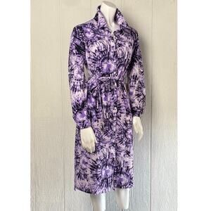 LuLaRoe Ellie Button Down Shirt Dress S NWT Purple Tie Dye Preppy Chic Hippie